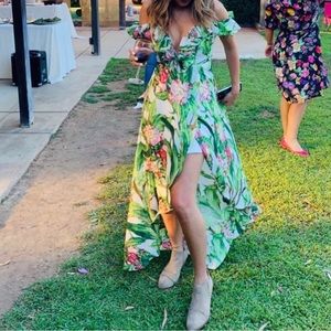 Floral green chiffon dress  Summer Spring dress